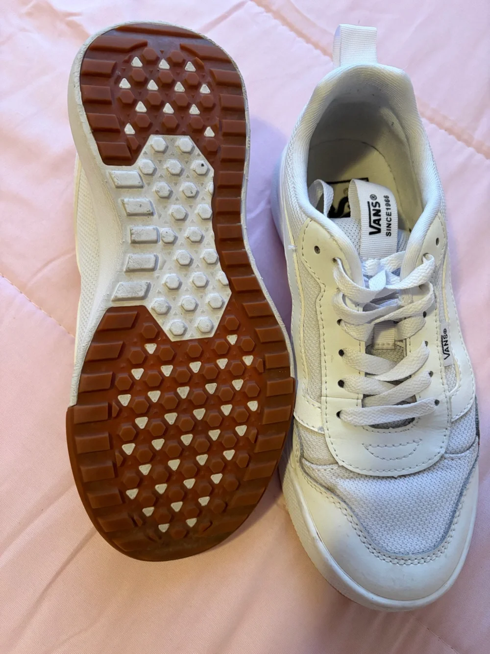 Vans Women's White Low-Top Mesh & Leather Sneakers